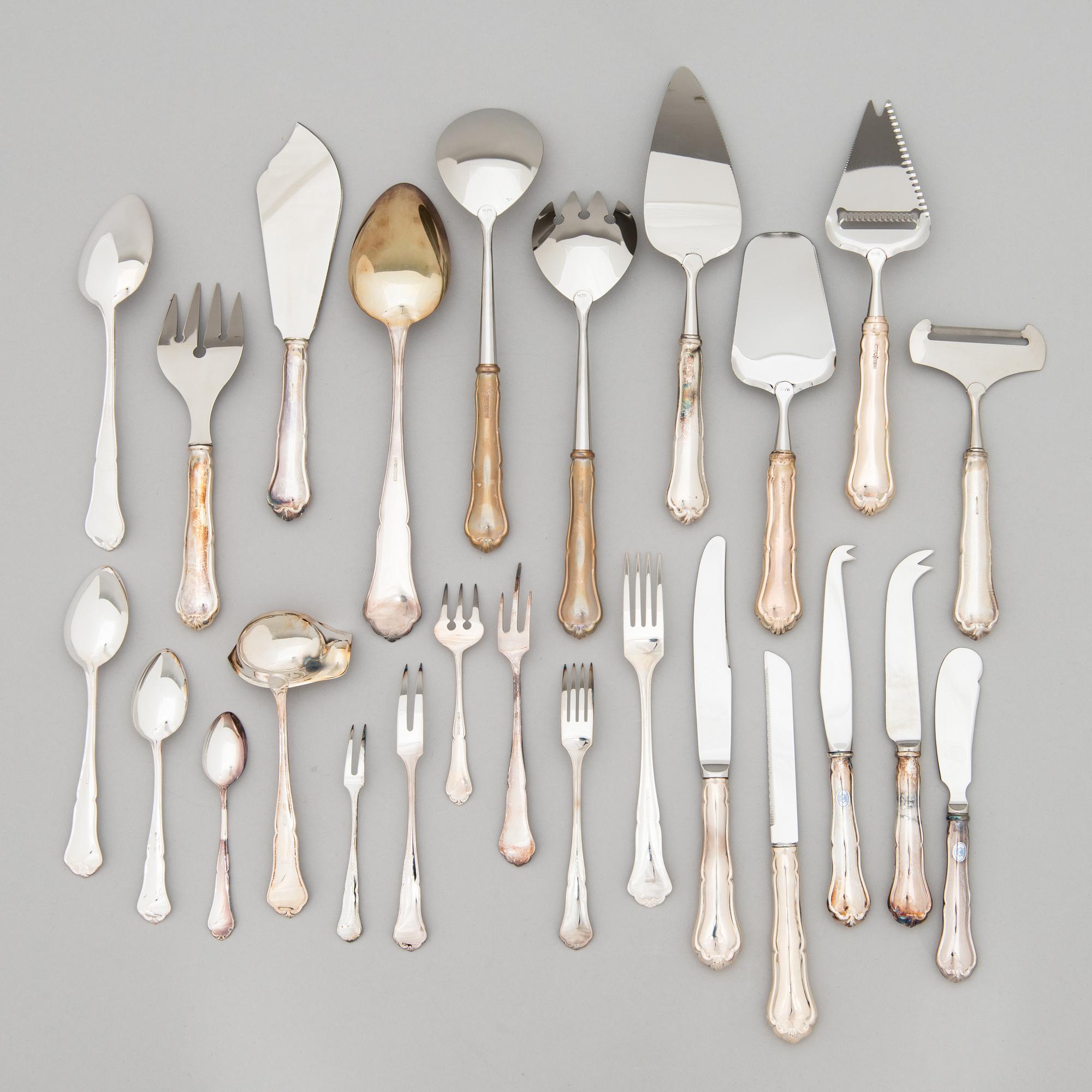 A 89-piece set of 'Chippendale' silver cutlery, Finnish hallmarks and control marks 1967-99.