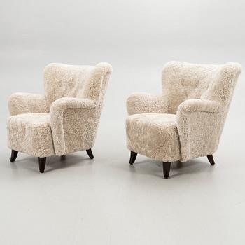 Ilmari Lappalainen, Armchairs, a pair, "Laila", Asko, Finland, 1940s/50s.
