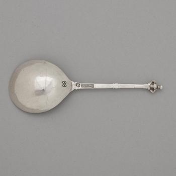A Swedish 18th century silver spoon, mark of Johan Wickman, Hudiksvall (1750-1755 (1758)).