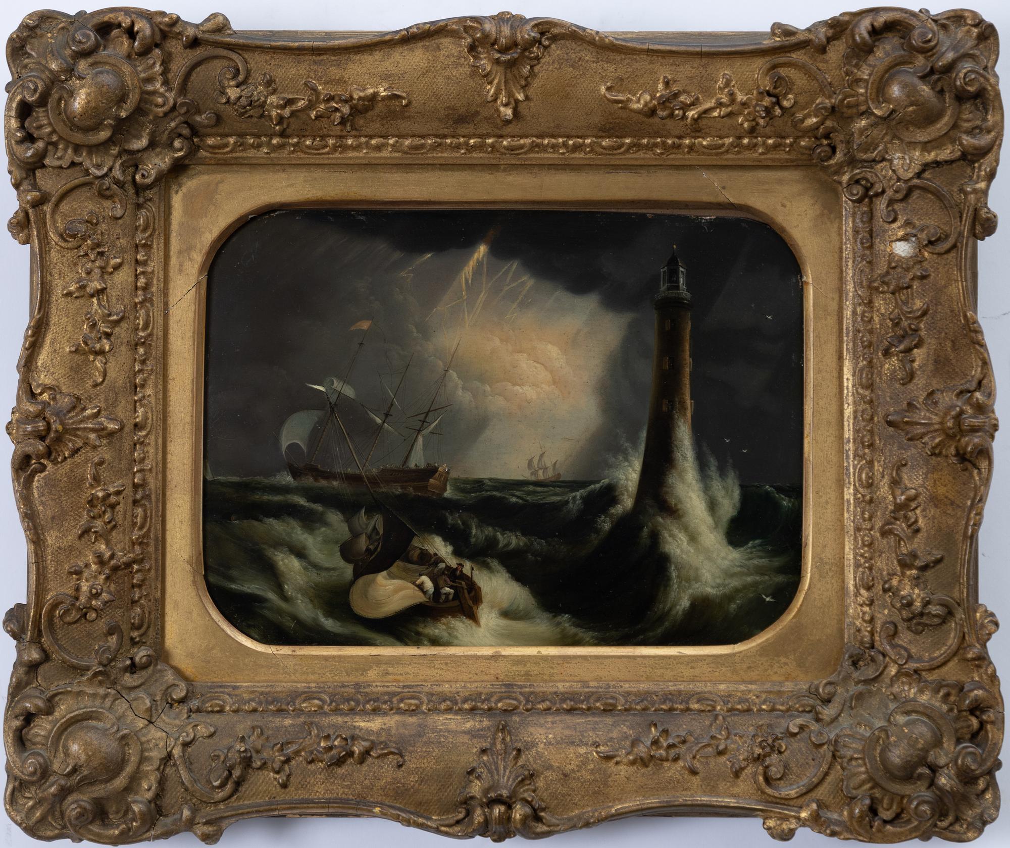 Richard Brydges Beechey, attributed to, Storm at the lighthouse.