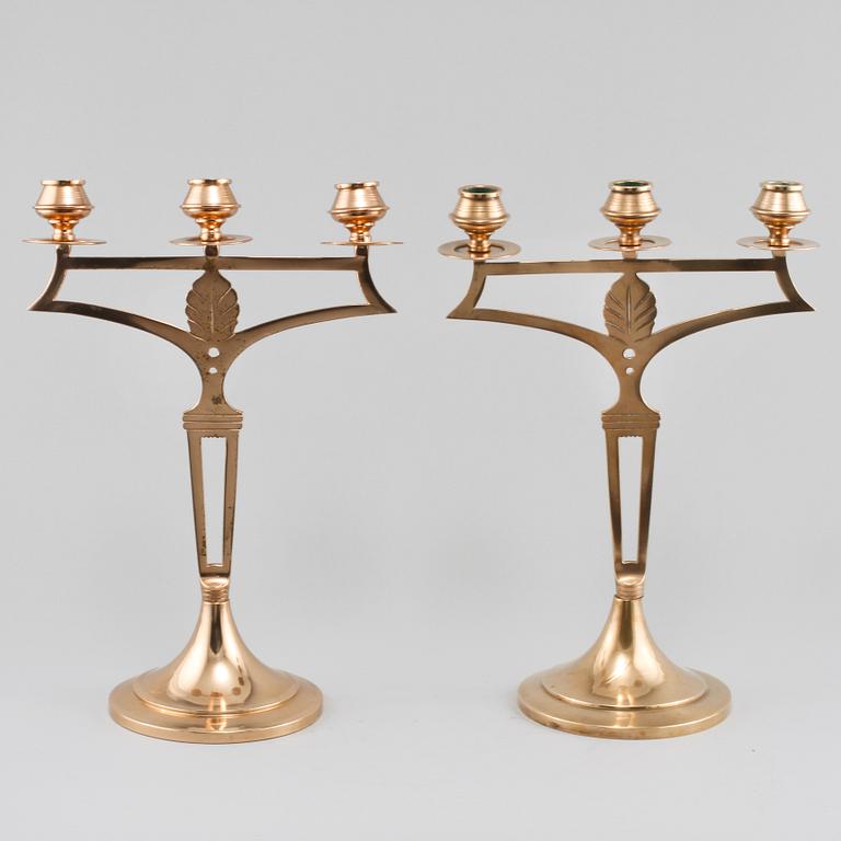 KANDELABRAR, ett par, jugendstil, modern tillverkning.