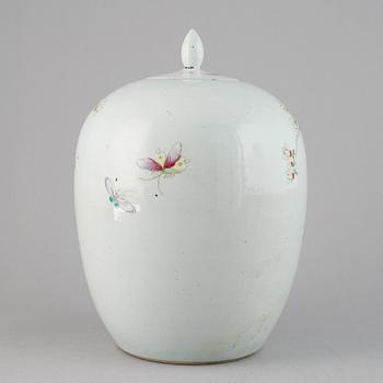 A famille rose jar with cover, China, 20th Century.