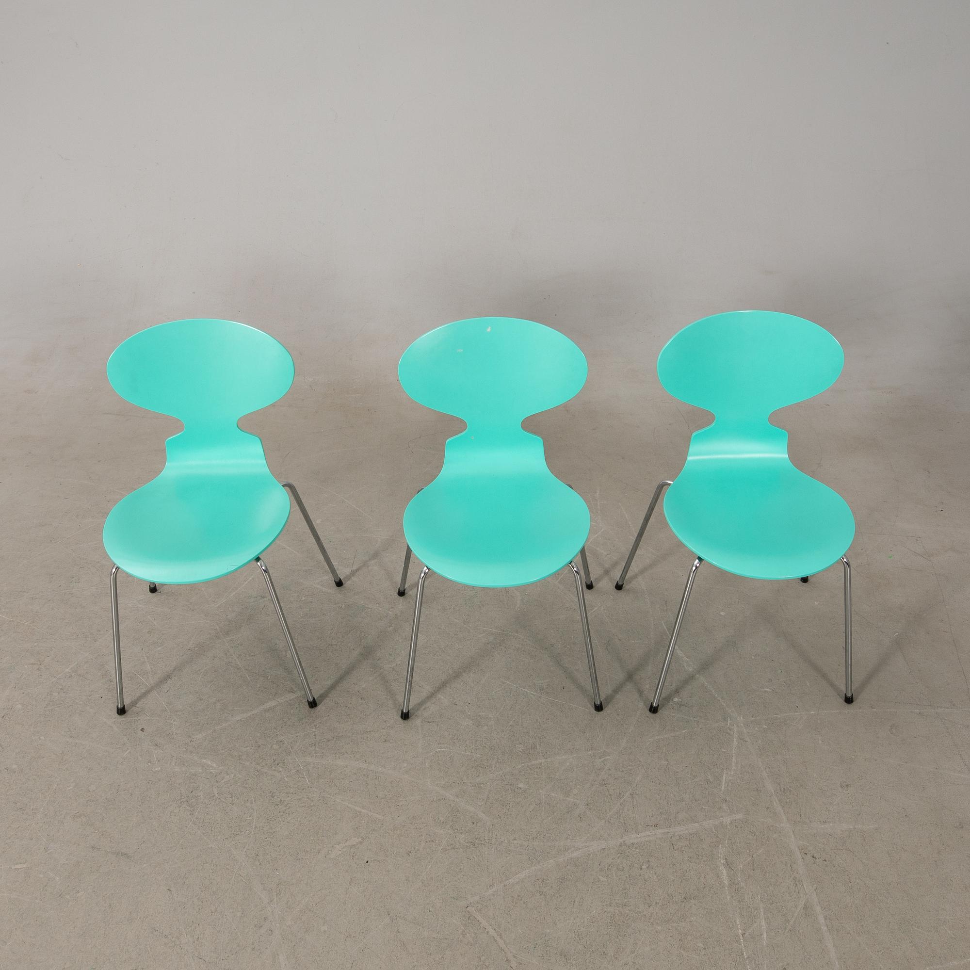 Arne Jacobsen,  stolar 8 st, "Myran", Fritz Hansen, 1993.