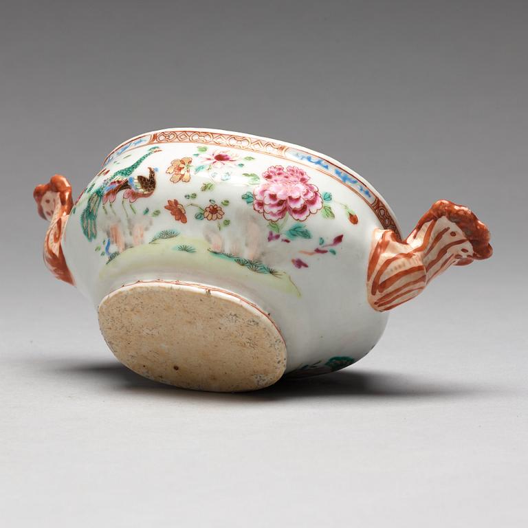 A famille rose 'Double Peacock' tureen with cover, Qing dynasty, Qianlong (1736-95).