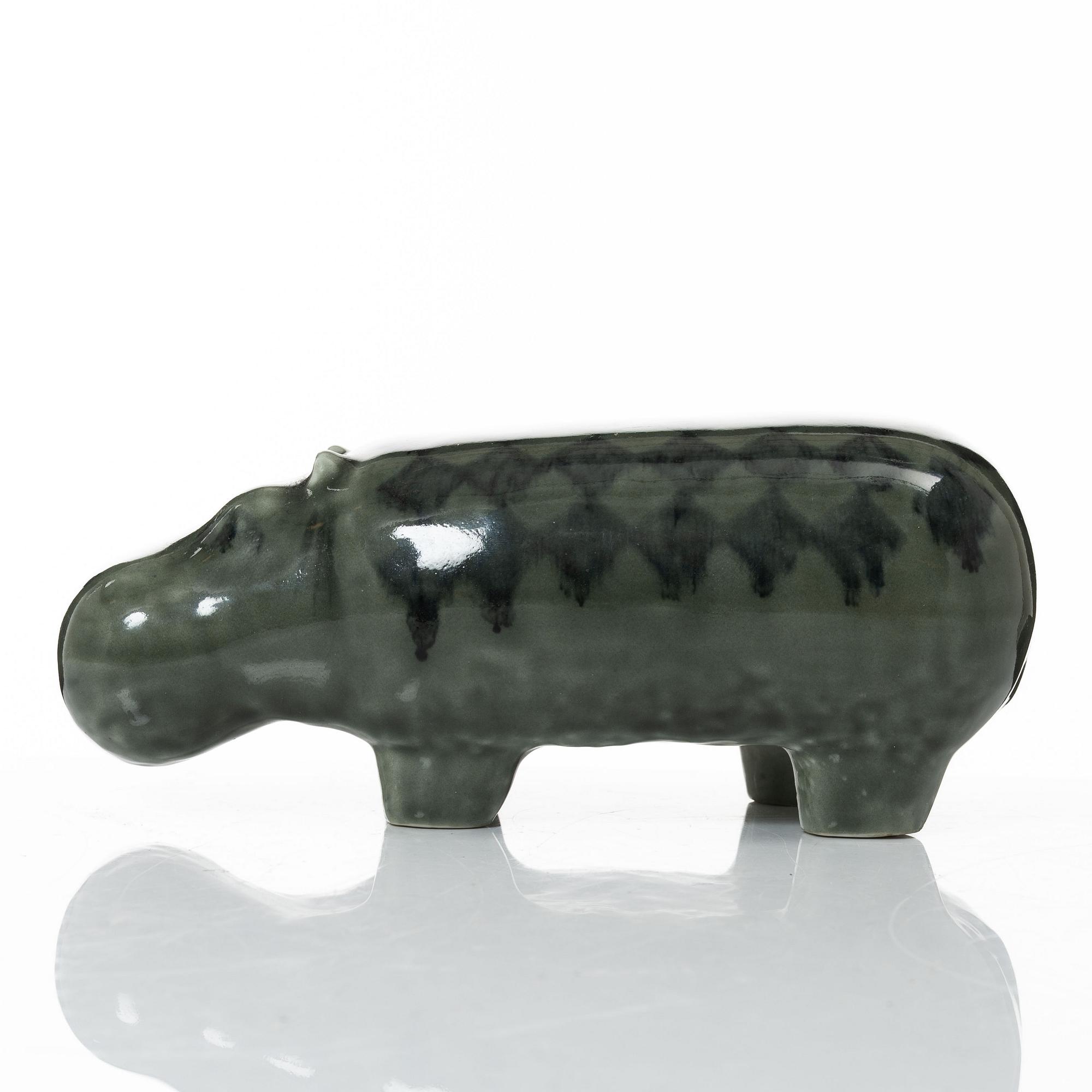 Lisa Larson, figurin, stengods, "Flodhäst" ur serien "Stora zoo", Gustavsberg.