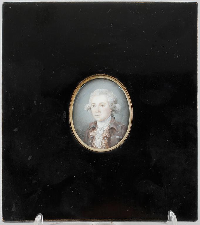 A miniature painting signed by JACOB AXEL GILLBERG and dated 1785.