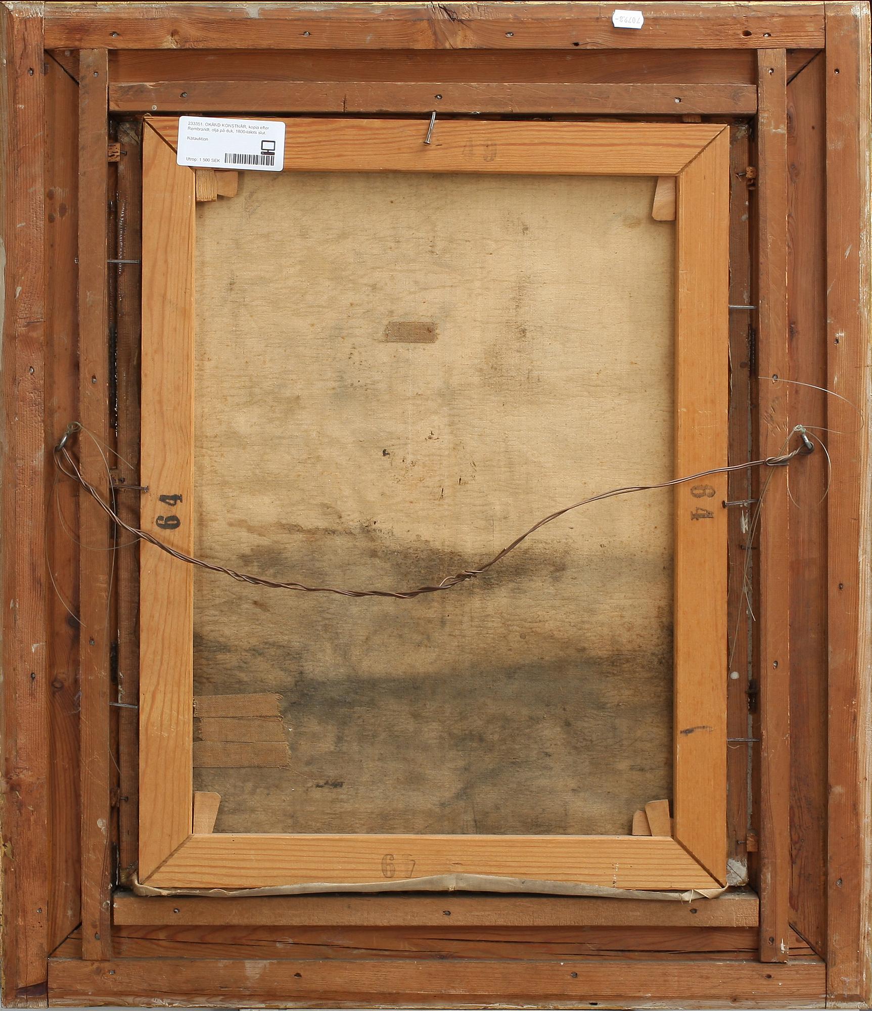 HARMENSZ VAN RIJN REMBRANDT, kopia efter, olja på duk, 1800-talets slut.