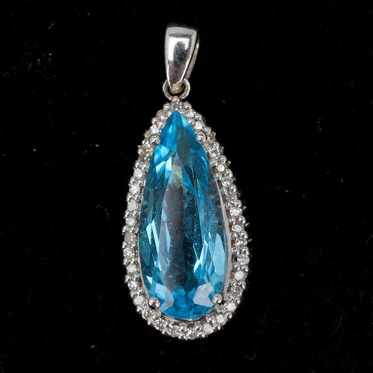 HÄNGE, vitguld 14K, diamanter tot. 0,17 ct samt topas. Med intyg.