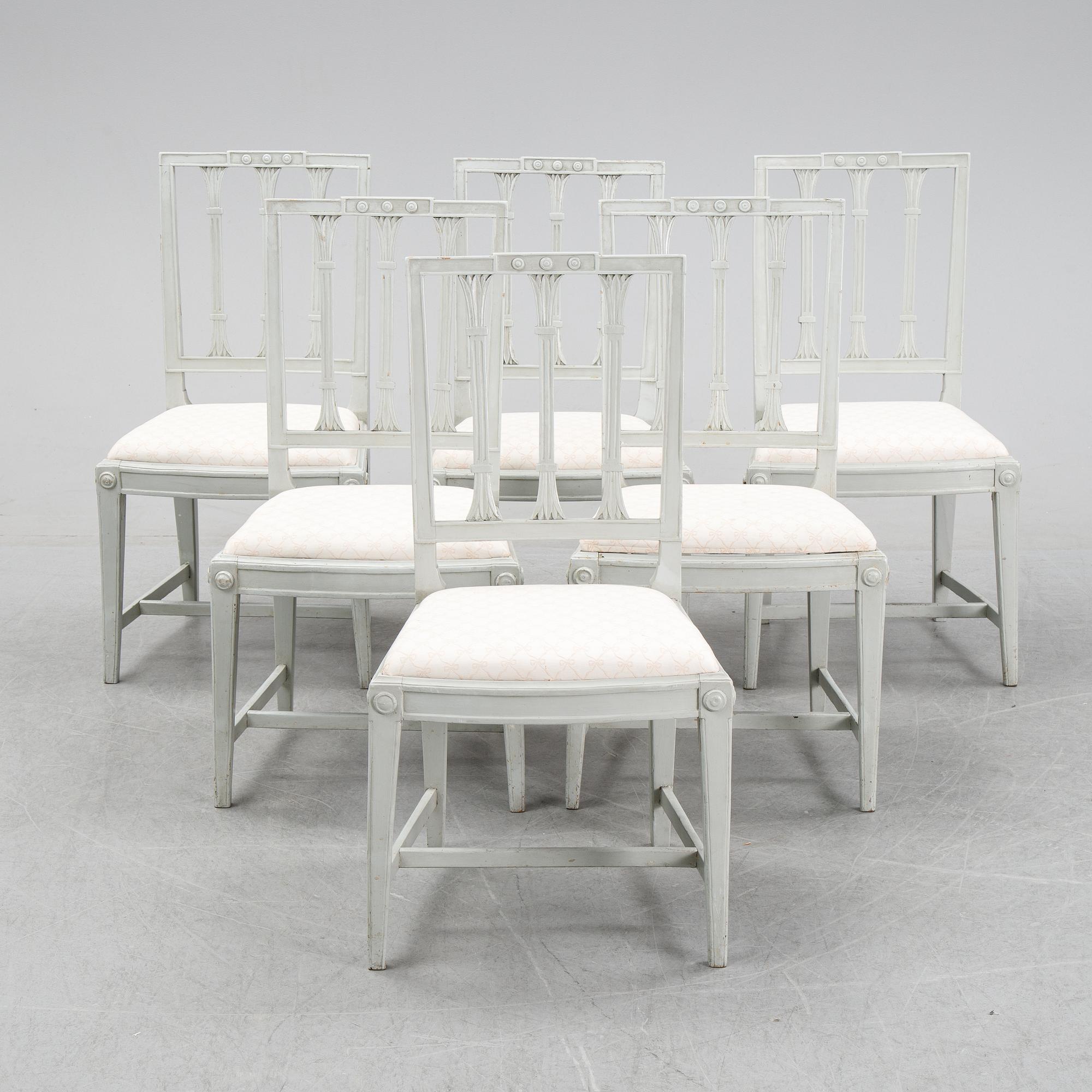 Six late Gustavian chairs by Johan Erik Höglander, master in Stockholm 1777.