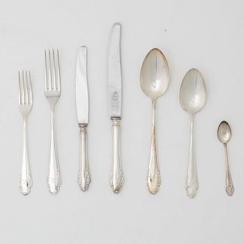 Bestickservis, 42 delar, silver, modell "Haga", övervägande Skandia, Stockholm, bl.a. 1935.