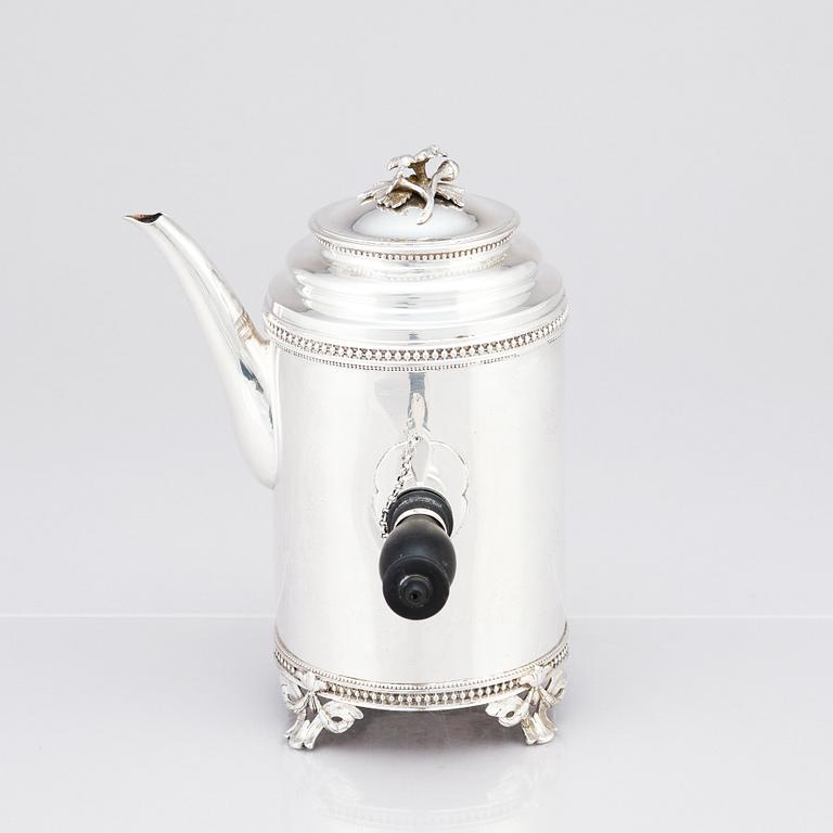 A Swedish Gustavian late 18th Century silver coffee pot, mark of Erik Ernander, Uppsala 1788.