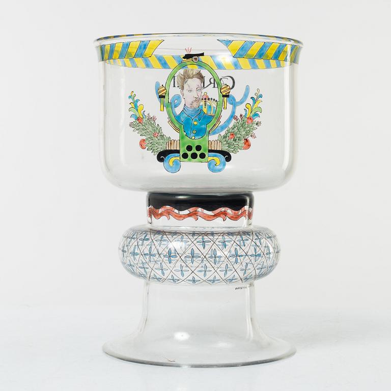 Gunnar Cyrén, a glass cup, "Carl XII", Orrefors, Sweden.