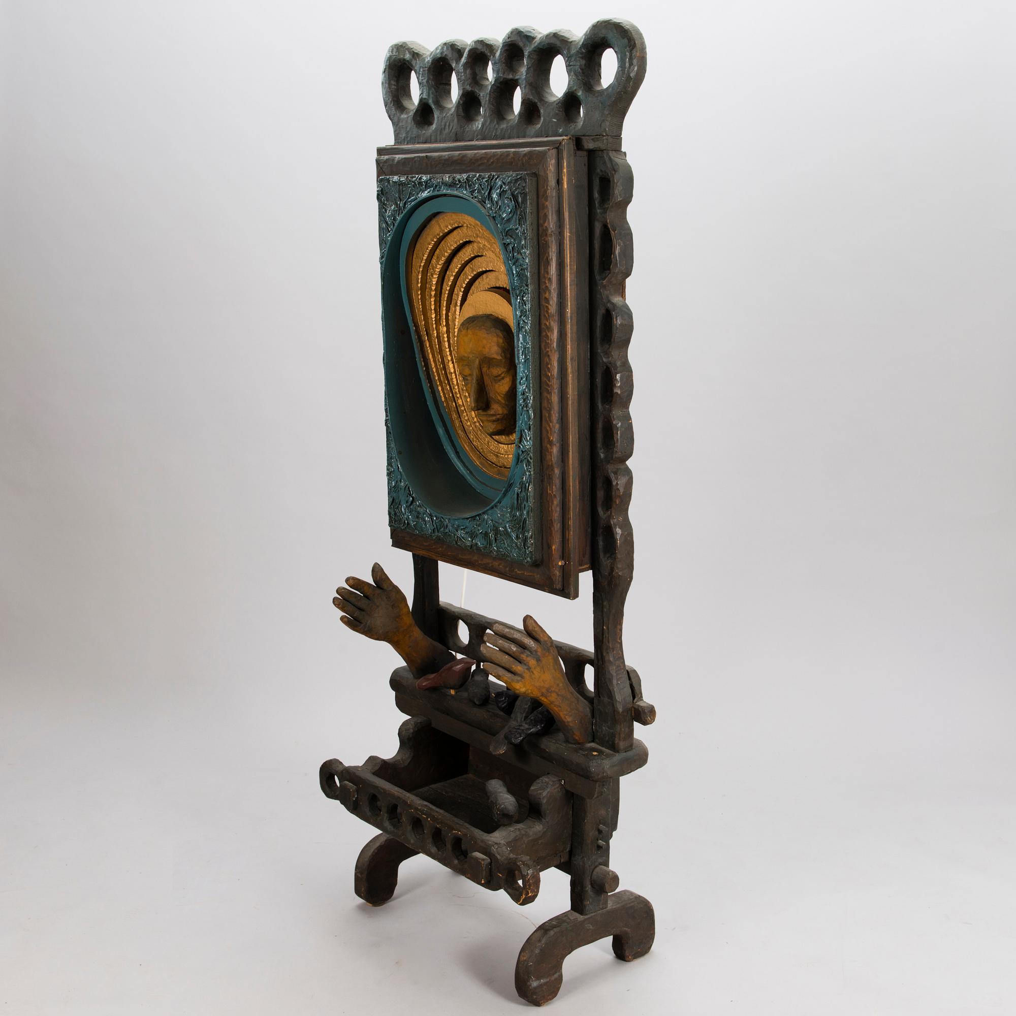 KOSTI AHONEN, sculpture, wood and mixed media, signed and dated -72.