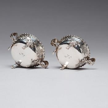 A Pair of Swedish 18th century parcel-gilt silver salts, mark of Sven Dahlström, Gävle 1783.