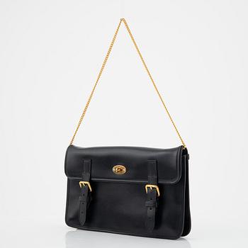 Mulberry x Alexa Chung, a black leather 'Little Guy' handbag.