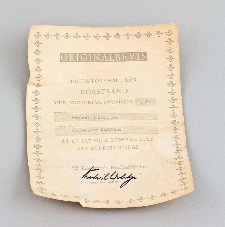 SKÅL, stengods, Carl-Harry Stålhane, Rörstrand, signerad och daterad -60.