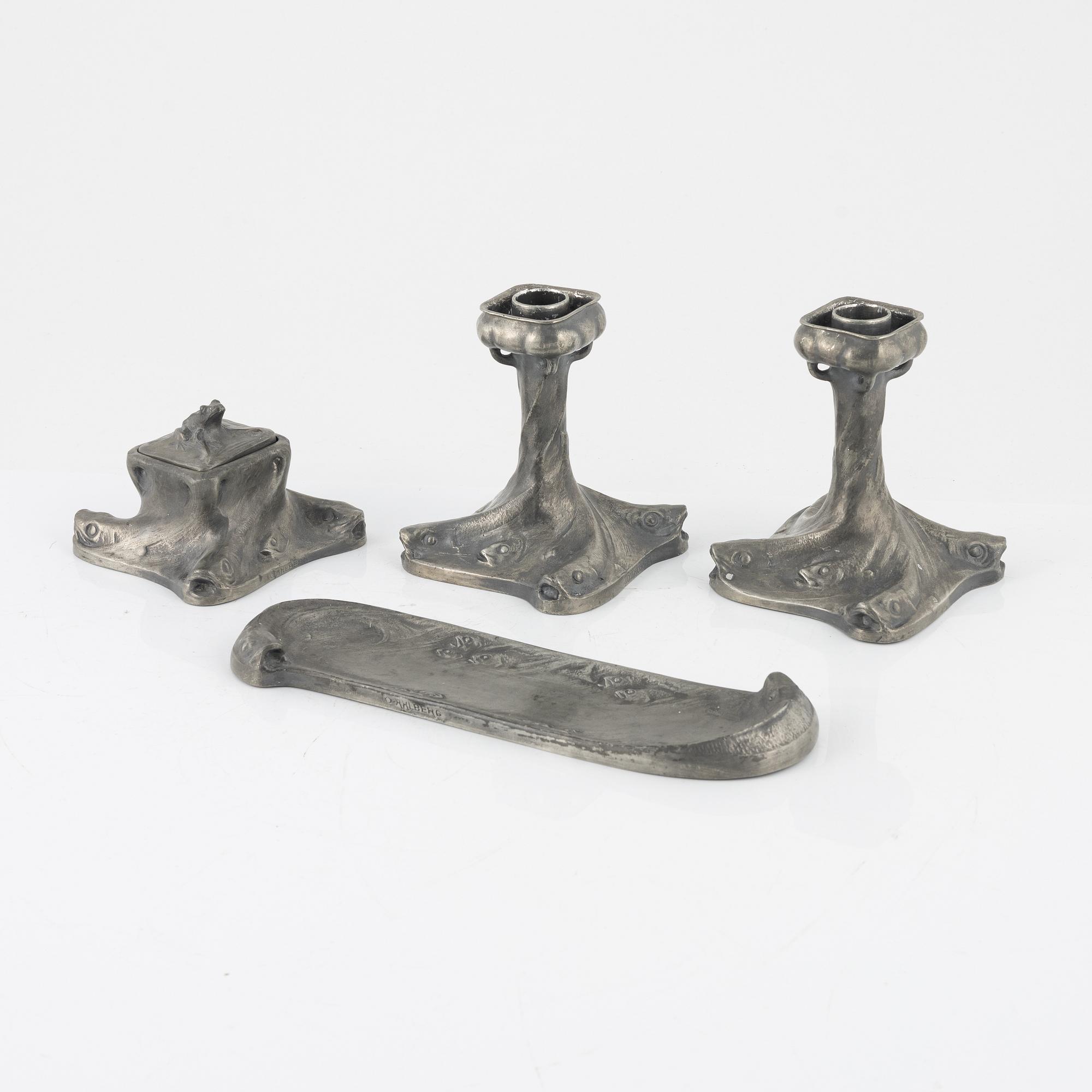 Olof Ahlberg, a six piece pewter writing set, Schreuder & Olsson, Stockholm.