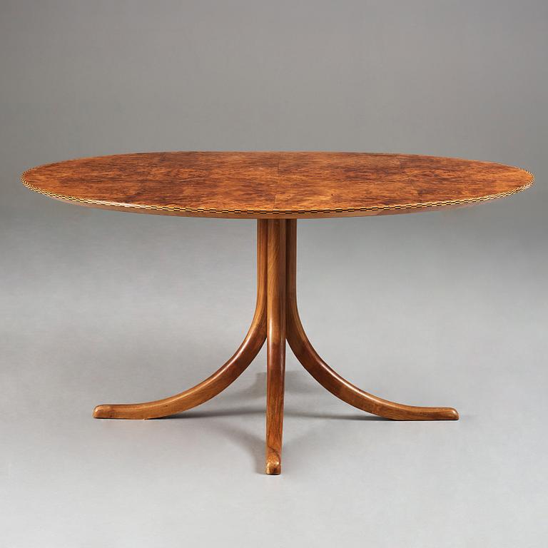 Josef Frank, a walnut and burrwood dinner table, Svenskt Tenn, model 1020, 1940-50's, provenance Estrid Ericson.