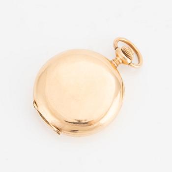 Omega, pocket watch, hunter, 18K gold, 34.5 mm.