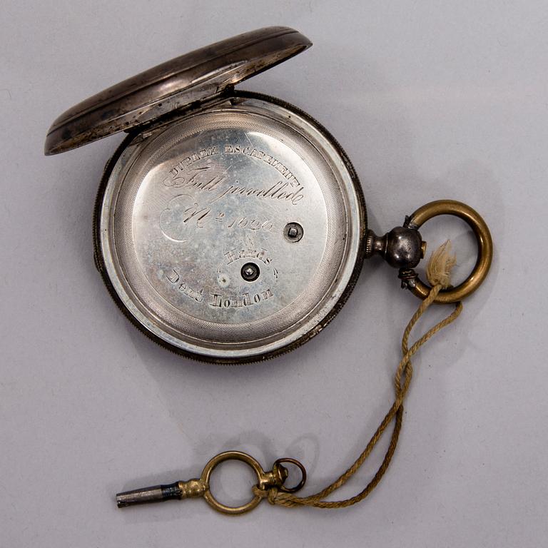 FICKUR, låghaltigt silver, England 1800-tal.