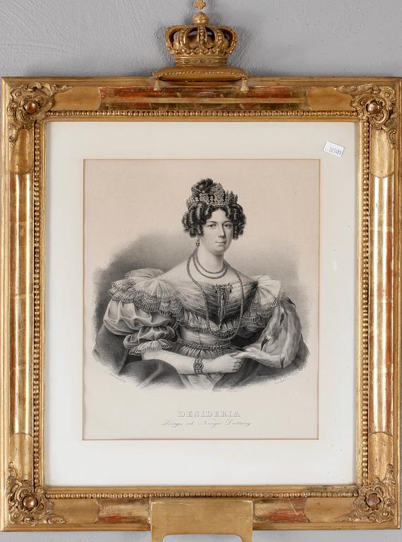 KUNGLIGA LITOGRAFIER med KRÖNTA RAMAR, ett par, Carl Christian Jarlesson-Ekenstedt, 1800-talets första hälft.