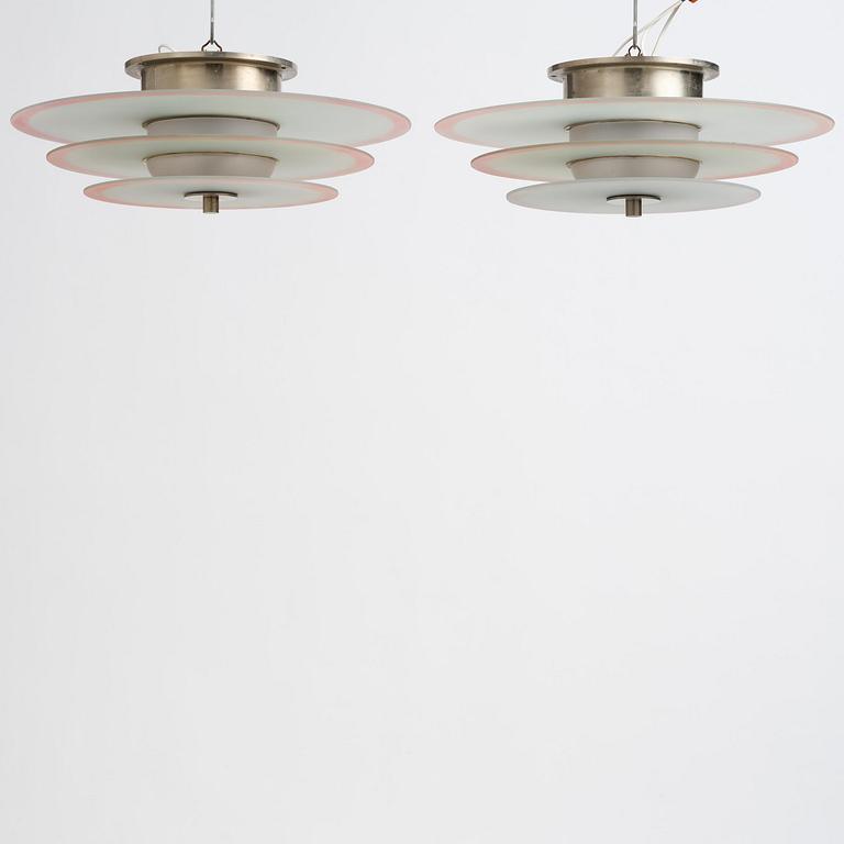 Harald Notini, a pair of ceiling lamps model "10401", Arvid Böhlmarks Lampfabrik, Stockholm, 1930s.