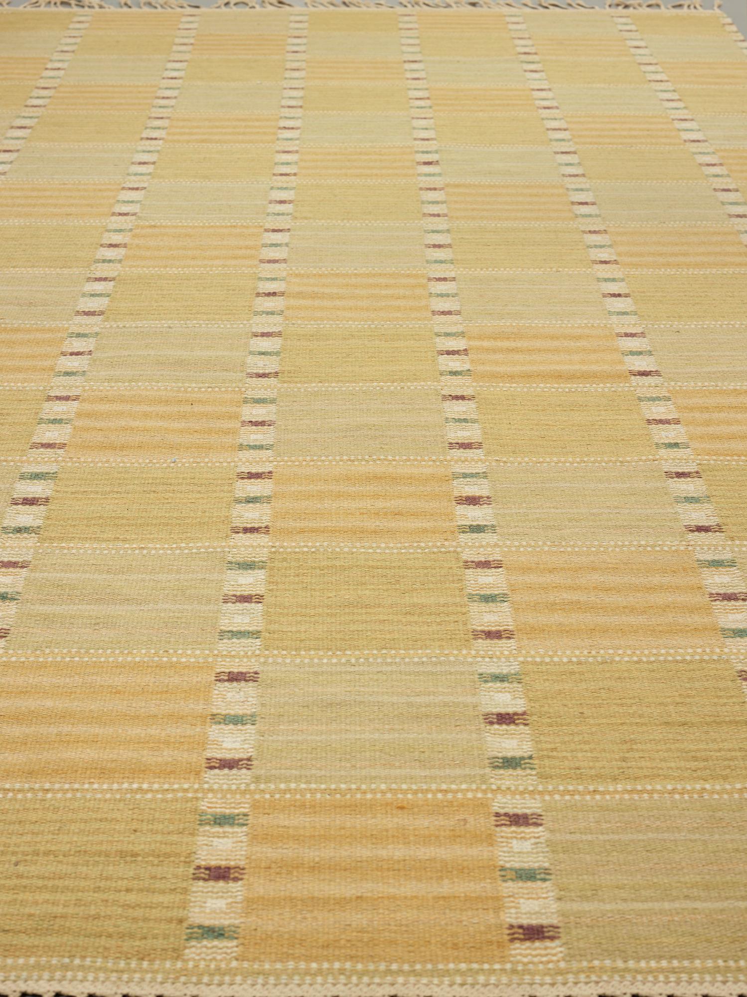 Barbro Nilsson, A CARPET, "Falurutan gul", flat weave, ca 390 x 201 cm, signed AB MMF BN.