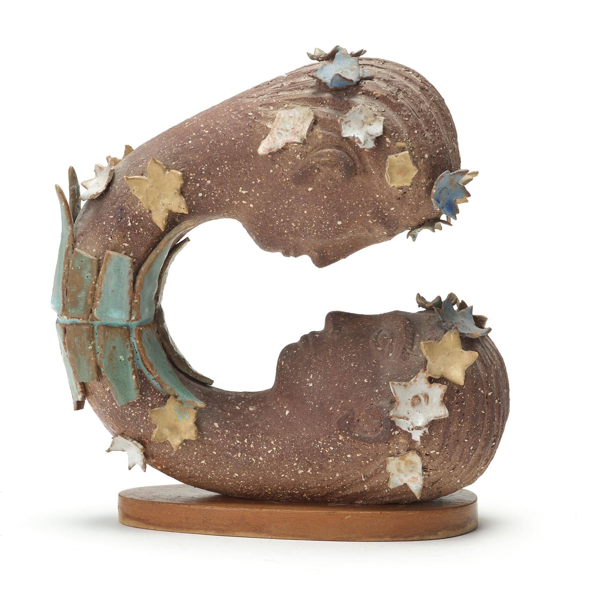 Stig Lindberg, skulptur "Narcissus", chamotterat stengods, Gustavsbergs studio 1940-tal.