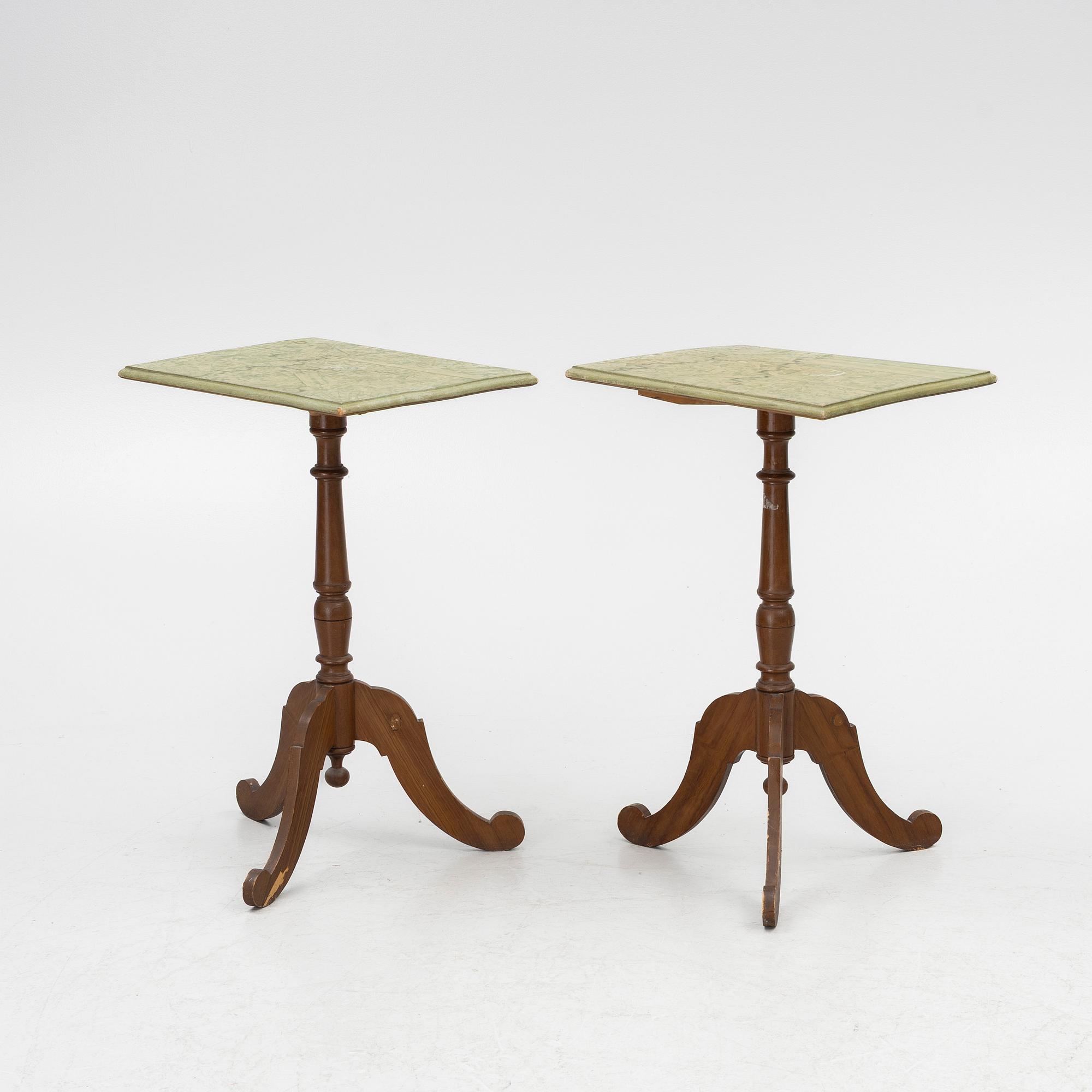 Lamp table/ folding table, a pair, 19th century.