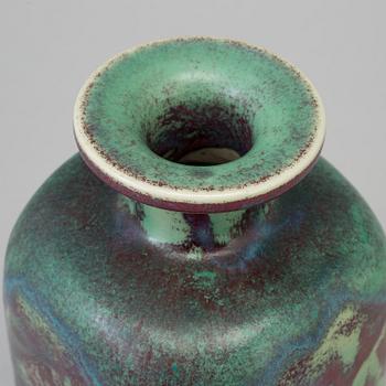 A stoneware vase by Stig Lindberg dated 1971.