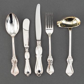 A swedish silver cutlery, 'Olga' GAB, Stockholm and Eskilstuna, 1966-80. (39 pieces).