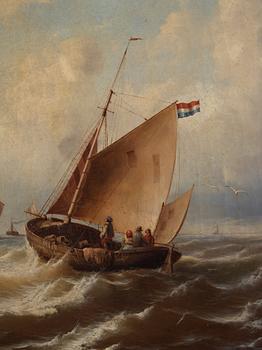 Ferdinand Friedrich Weiss, Marine with sailing ship off the coast.