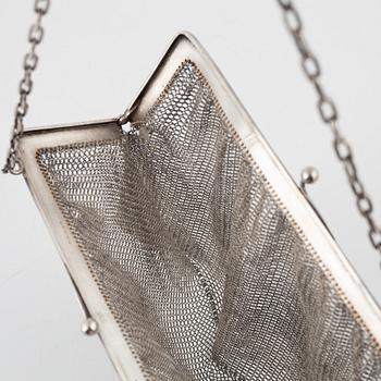 Evening bag, silver, early 20th century.