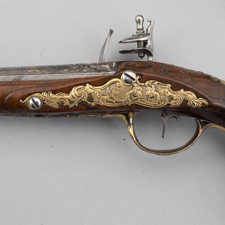 Flintlock pistols, a pair, Leopold Becher Karlsbad, (1725-50).