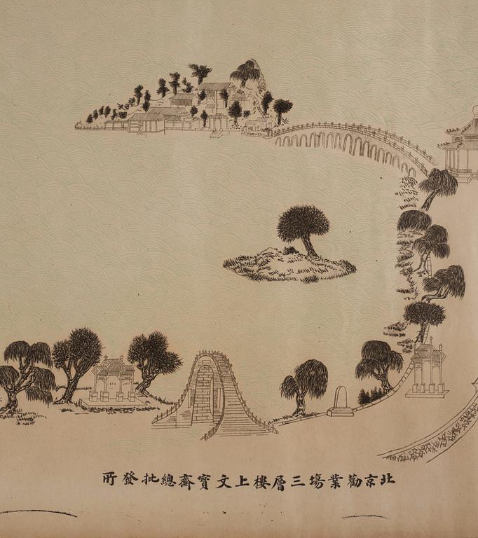 A print of map over the Summer Palace, Qing dynasty.