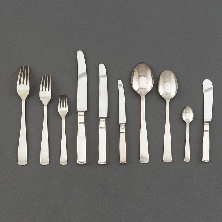A 107-pcs part silver flatware service "Rosenholm", GAB, Sweden, 1960s.