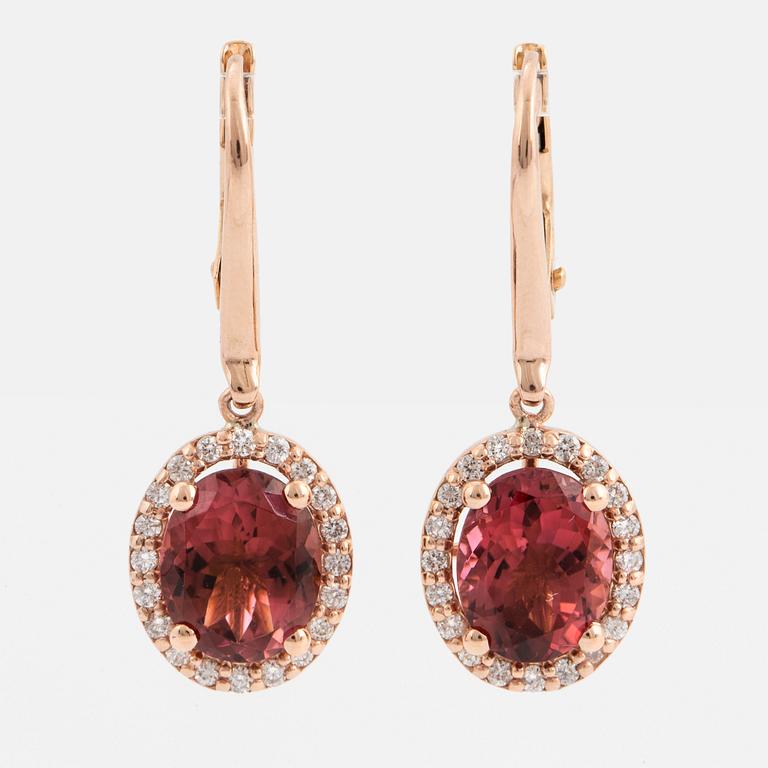 Tourmaline and diamond earrings.