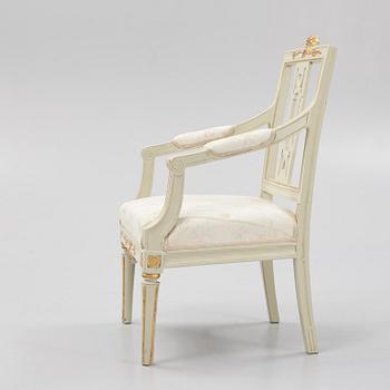 A late Gustavian style armchair, Lindome, circa 1800.