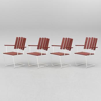 Four second half of the 20th century garden armchairs by Grythyttan stålmöbler.