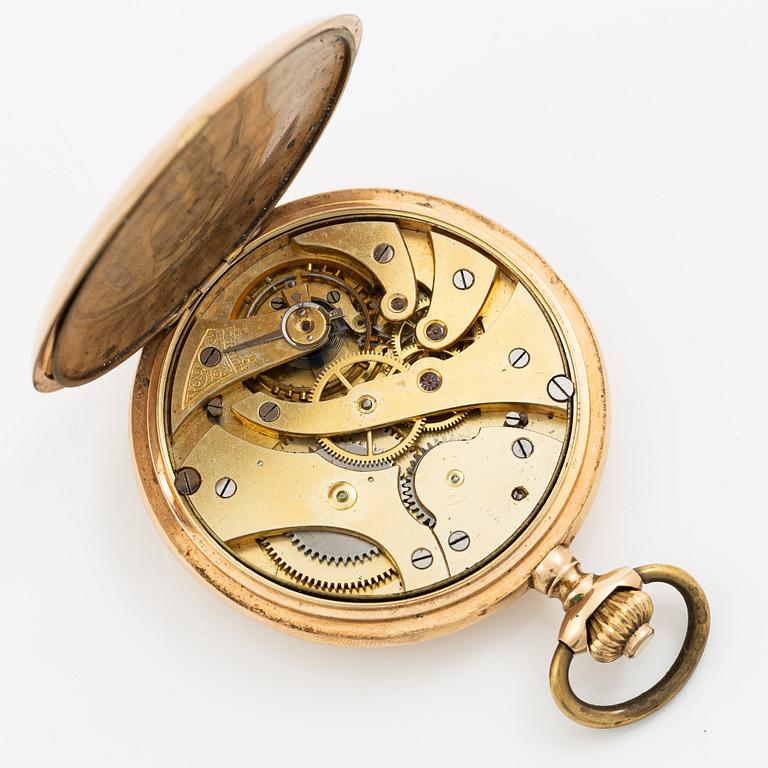 Pocket watch, 14K gold, hunter, 52.5 mm.