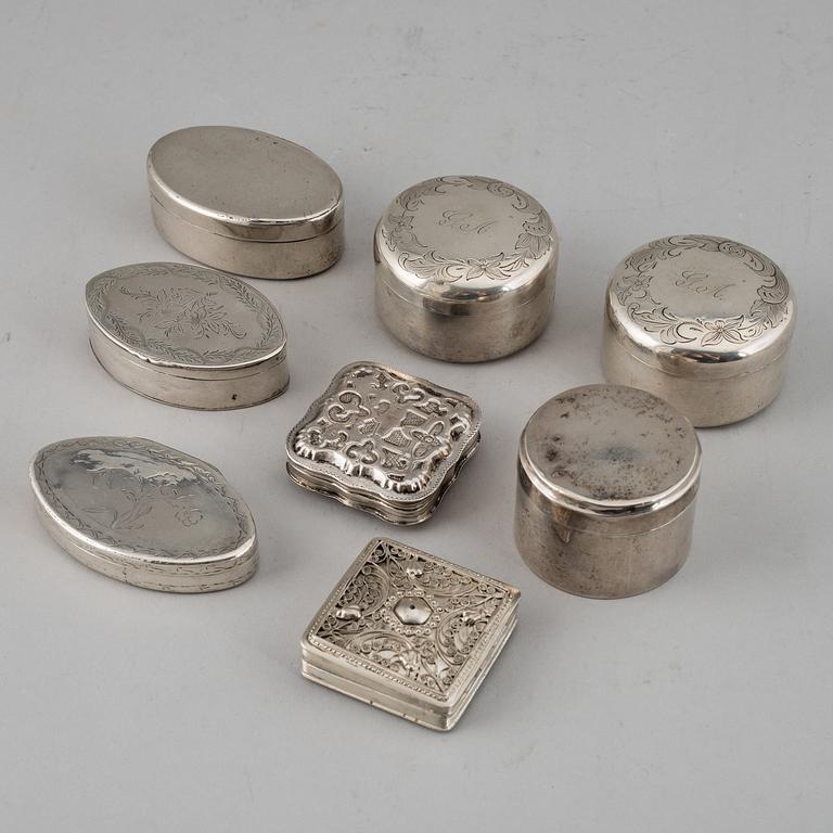 DOSOR, 8 stycken, silver. Sent 1700/1800-tal.
