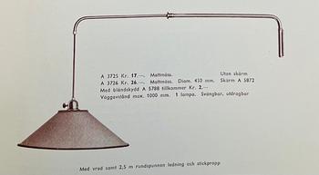 Cebe, a pair of model "3726" wall lamps, Svalöv, 1940s.