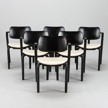 Ilmari Tapiovaara, a set of six 1960s 'Aslak' armchairs for Asko, Finland.