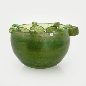 Oiva Toikka, bålskål med 7 bägare, glas, 'Iglu', signerade Oiva Toikka Nuutajärvi Notsjö, 1973-75.