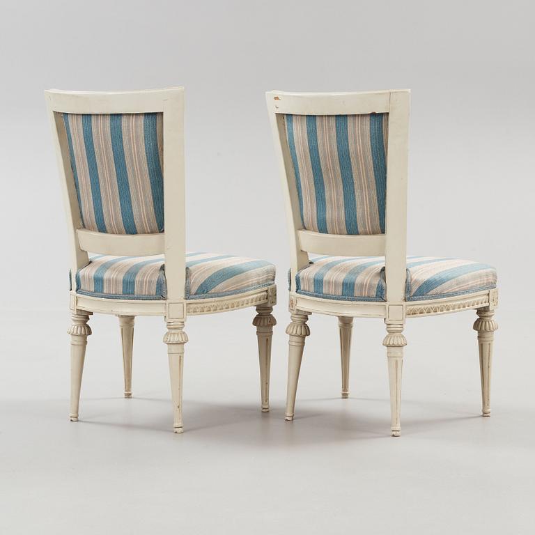 A pair of Gustavian chairs by J. E. Höglander, master 1777.
