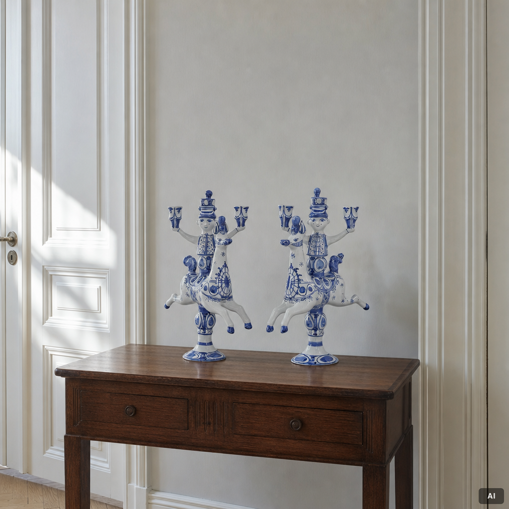 Björn Wiinblad, a pair of earthenware candelabras, Denmark, 1997.