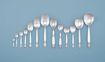 704. JOHAN ROHDE FÖR GEORG JENSEN, bestickuppsättning, 241 delar, "Dronning/Acanthus", Köpenhamn 1933-77.