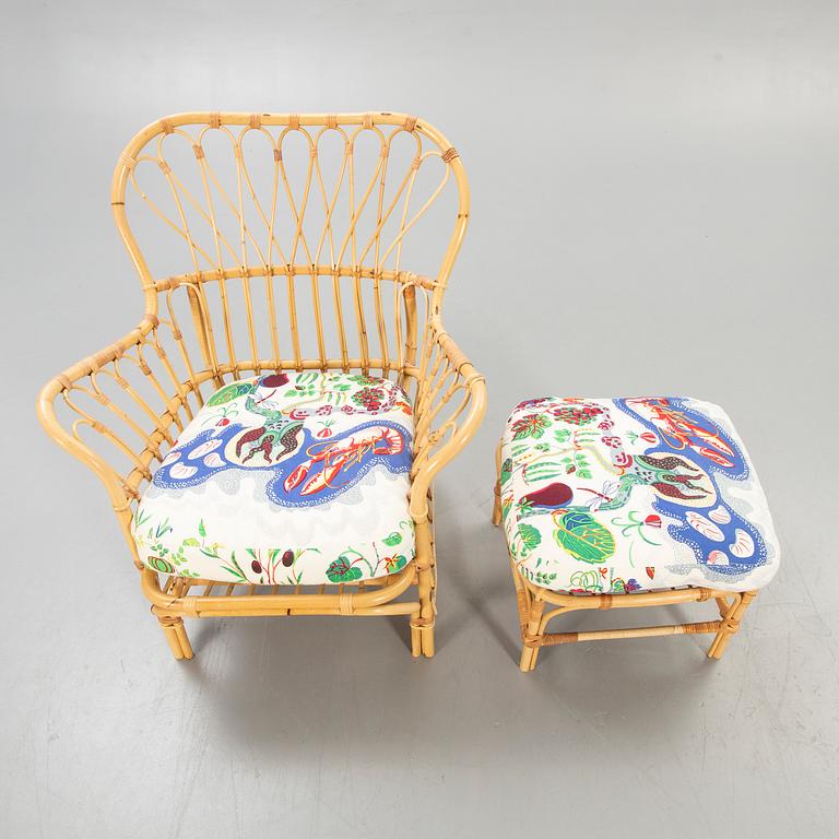 Josef Frank, Armchair with footstool, Firma Svenskt Tenn, model 311.