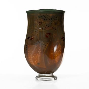 Gunnar Cyrén, vase, Graal, Orrefors 1989.