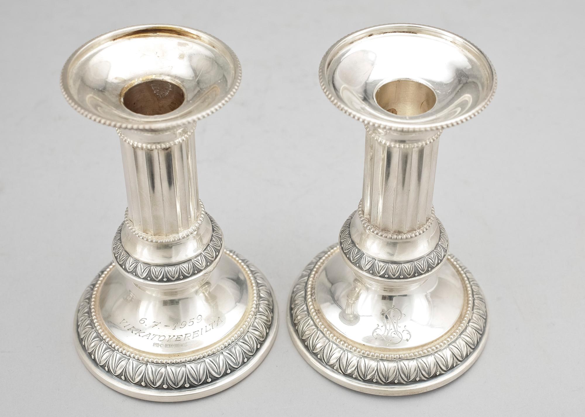 Ljusstakar 2 par, silver, Turku/Åbo, Finland. 1900-talets mitt.